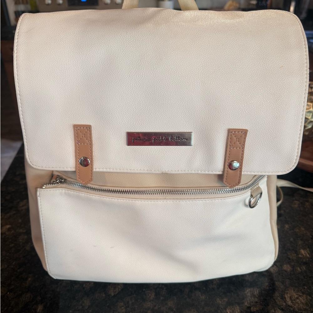 Petunia Pickle Bottom Cream and Tan Diaper Bag